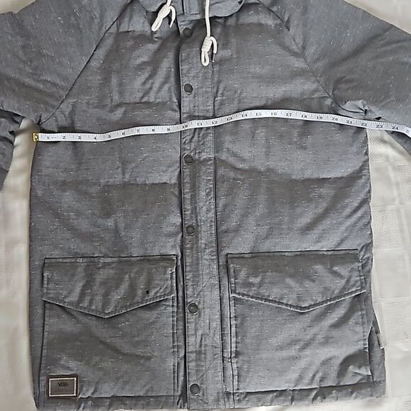 Vans Men's Puffy Zip-Up Hoodie Spring Jacket Gray Medium - Picture 12 of 16